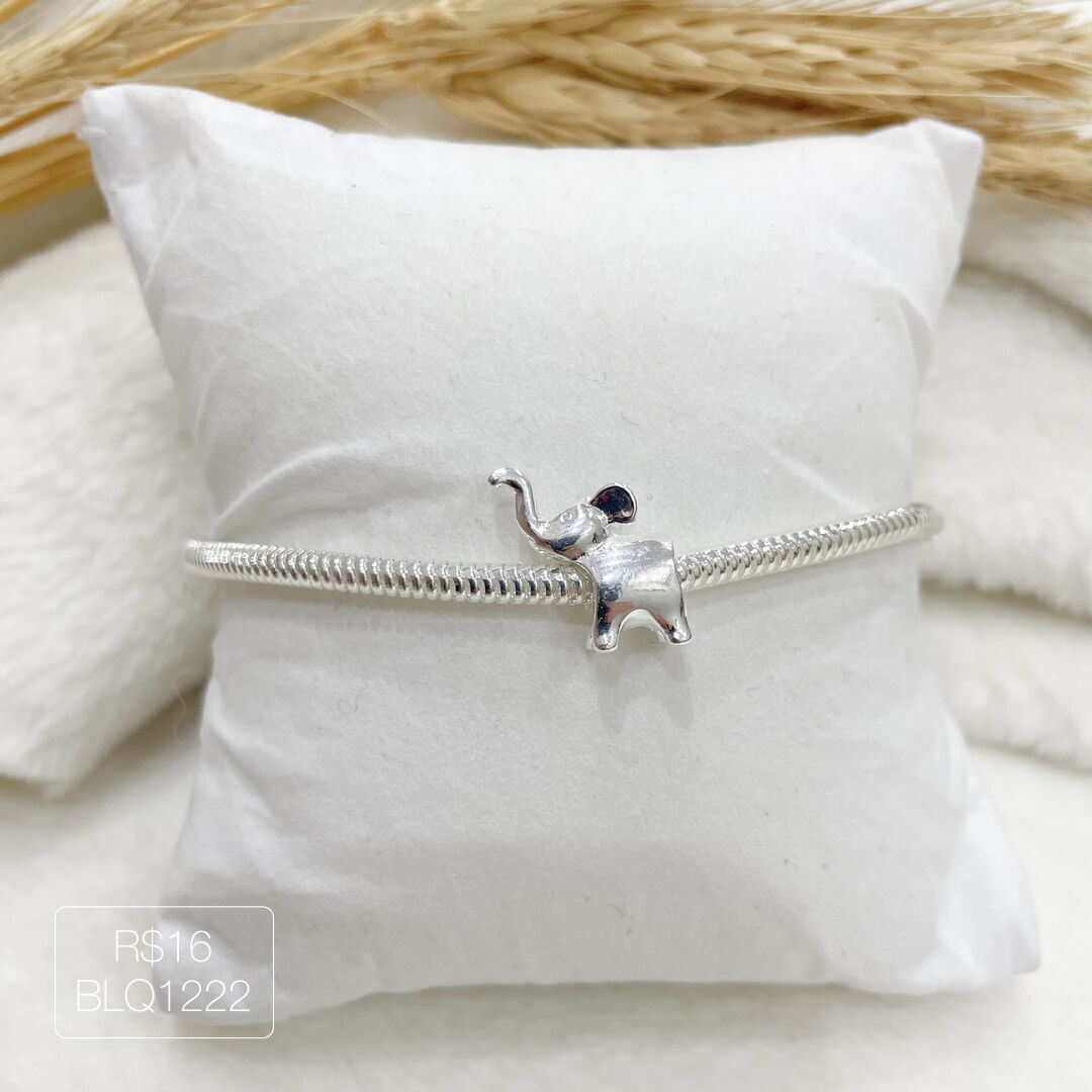 Berloque Elefante G Passador Liso Prateado